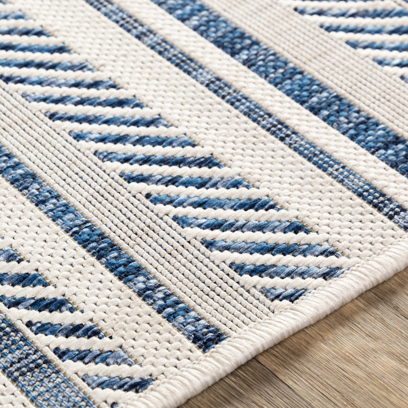 Beachcrest Home Bellino Striped Denim Indoor/Outdoor Area Rug & Reviews